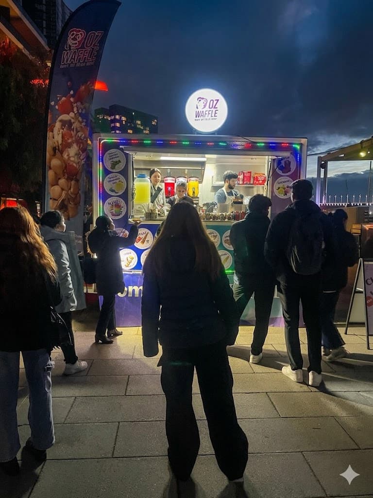 OzWaffle trailer at night