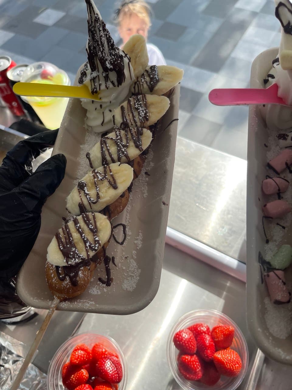 Banana waffle on a stick