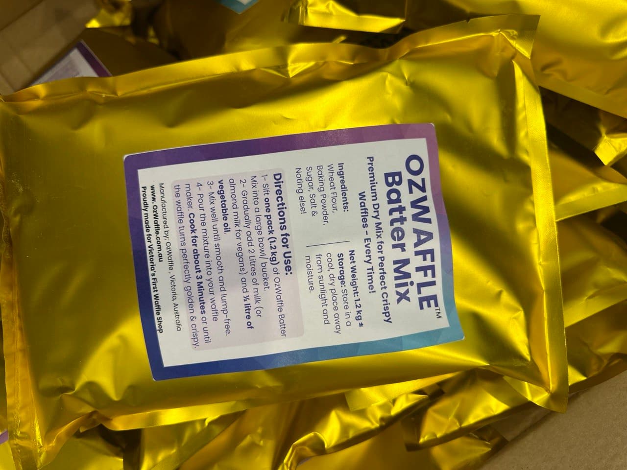 OzWaffle waffle powder in use